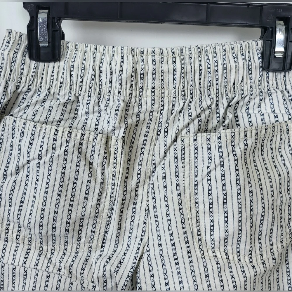 Gymboree Boy White Navy Nautical Stripe Cuffed Elastic Waist Drawstring Shorts 7
